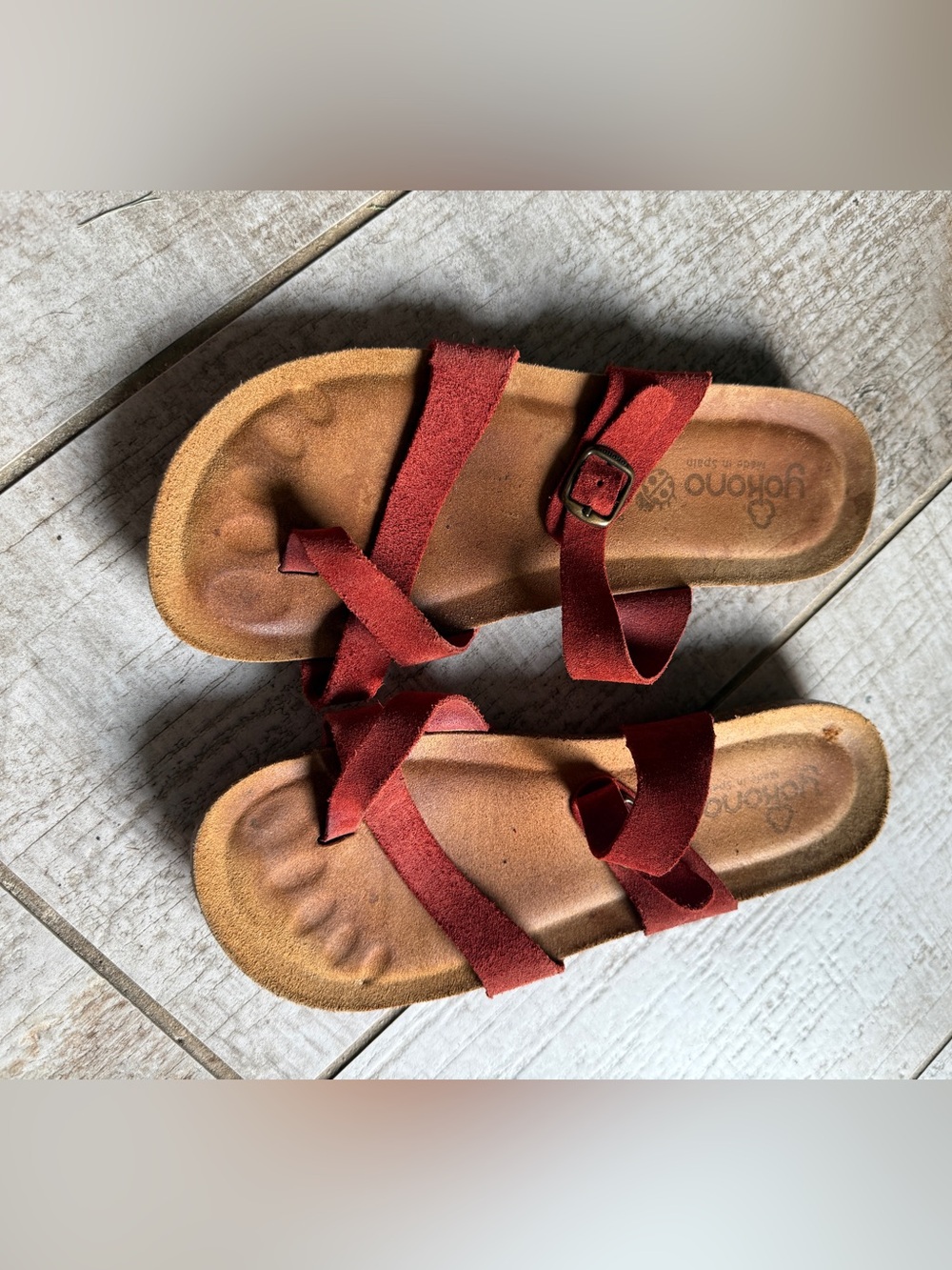 Yokono Red Leather Strappy Sandals